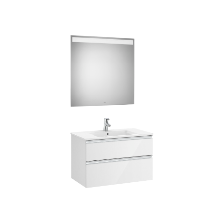 Pack THE GAP 800x460mm 2C (mueble+lavabo+espejo EIDOS LED) alt 537mm blanco ROCA