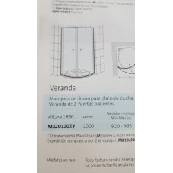 mampara de rincon para plato de ducha veranda perfil blanco cristal/transparente